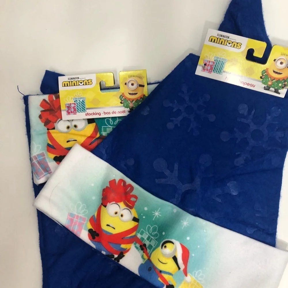 Minions Santa Hat/Stocking NWT